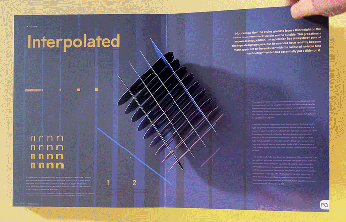 a gif of a turning page of a pop-up book about letter form