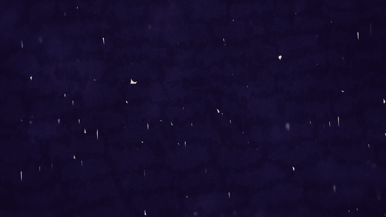 a gif from a short animated film of a young woman moving a dark curtain aside to reveal a wide landscape